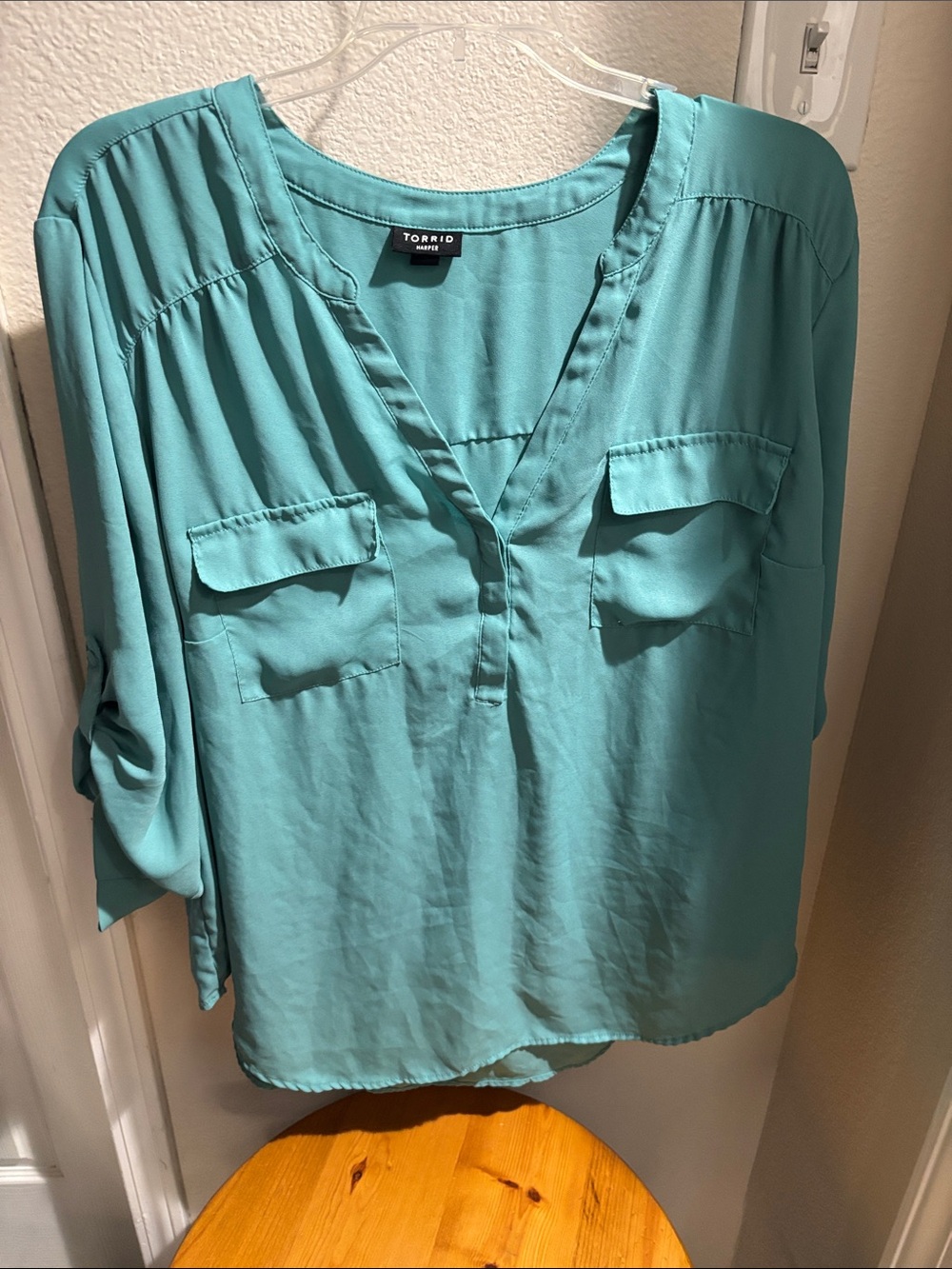 Torrid Harper Teal V-Neck Blouse - Women's 2